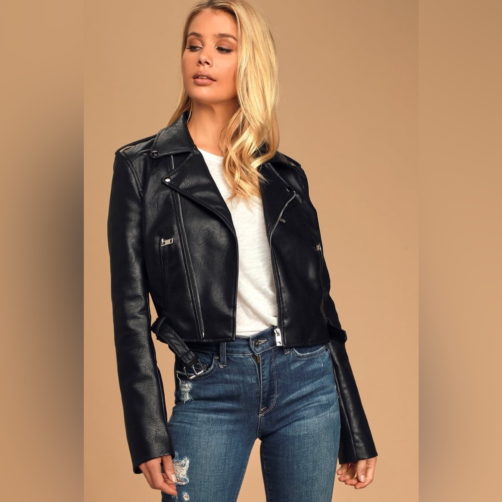 Off The Edge Black Vegan Leather Moto Jacket
Lulus
